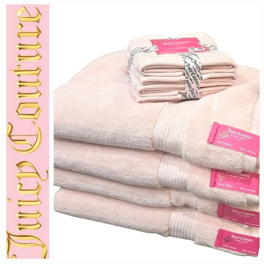 Juicy Couture Home Plush Oversized Bath & Wash Towel Set- Baby Pink